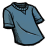 Common T-Shirt A 'cobaltous oxide blue' colored shirt. Wilson is working on a W-shirt, but this prototype came out more T-shaped. See ingame