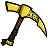 Woven - Elegant Ornate Nordic Pickaxe A resplendent golden pickaxe, its design reminiscent of days of yore. See ingame