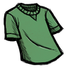 Common T-Shirt A 'lief green' colored shirt. Wilson is working on a W-shirt, but this prototype came out more T-shaped. See ingame