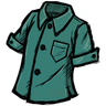 Common Buttoned Shirt A shirt that buttons up the front, in a 'doydoy teal' color. Luckily for you, the fabric is a non-iron material. Unfortunately, the placket will still wrinkle as you wear it. See ingame