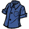 Common Buttoned Shirt A shirt that buttons up the front, in a 'blue gem blue' color. Luckily for you, the fabric is a non-iron material. Unfortunately, the placket will still wrinkle as you wear it. See ingame