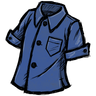 Common Buttoned Shirt A shirt that buttons up the front, in a 'blue gem blue' color. Luckily for you, the fabric is a non-iron material. Unfortunately, the placket will still wrinkle as you wear it. See ingame
