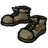 Classy Steel-Toed Boots These 'muddy shoes tan' colored boots will protect you from stubbing your toes, but not a whole lot else. See ingame