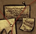 Wagstaff's Voxola Radio Company business card as seen in the Don't Starve Together animated short Next of Kin.