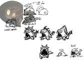 Concept art of an unused fish mob from Rhymes With Play #278.