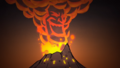 The Volcano erupting, as seen in the Shipwrecked trailer.