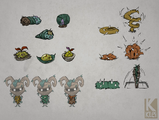Concept art of Wormwood's exclusive craftables featuring his old design from Rhymes With Play #241.