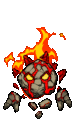 The idle animation of a Wickerbottom-amplified Magma Golem