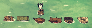 Almost all Boats that can be crafted in Shipwrecked.