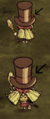 Due to a bug, Wendy's flower and hair disappear while moving upwards with certain hats equipped.