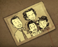 A photograph of a young Charlie with her family from the Next of Kin animated short.