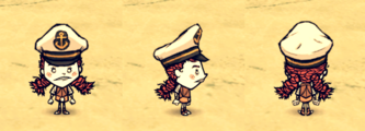 Wigfrid wearing a Captain Hat.