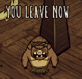 An angry Guardian Pig warning the player.
