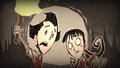 Willow and Wilson in the Don't Starve Together launch trailer.
