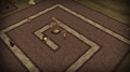 A Maxwell Statue in the middle of a Chess biome.