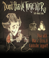 Wilson playing with a controller on a poster for the announcement of Linux and Mac versions of Don't Starve Together.