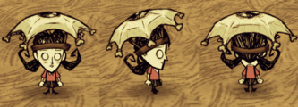Willow wearing an Eyebrella.