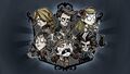 A promotional image featuring established Don't Starve characters along with new ones.
