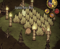 Pig Torches surrounding a berry farm in Adventure Mode.