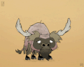 A Beefalo regrowing its hair.