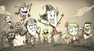 Wilson alongside other characters in a promo image for Don't Starve Together.
