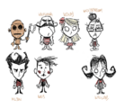 Concept art of Wilson and other characters.
