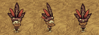 Woodie wearing a Feather Hat.