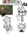 Concept art of the Monkey Hut shown in Rhymes With Play stream.