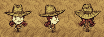 Wigfrid wearing a Straw Hat.