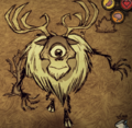 Deerclops's relaxed/smiling expression after destroying over five structures in DST.