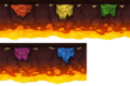 All variants of the banners hung at the edge of the arena.