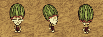 Wickerbottom wearing a Fashion Melon.
