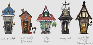 Concept art of the House Upgrades for the Slanty Shanty from Rhymes With PLay #237.