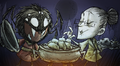 Webber and Wickerbottom cooking Pierogi in a Crock Pot in an artwork make by Klei Entertainment for the Lunar New Year.